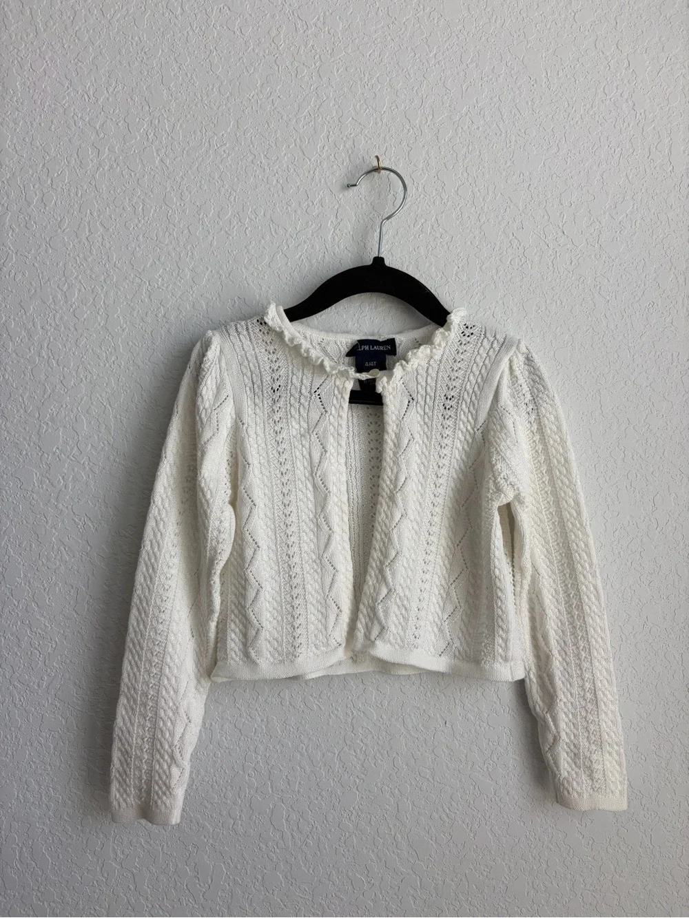 Ralph Lauren 4T White Cable Knit Cropped Cardigan